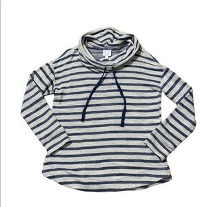 SUNDAY cowl neck lightweight knit striped pullover